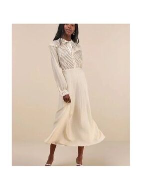 Sister Jane Pony Pleat Midi Dress in Vintage Cream size Small NWT NEW